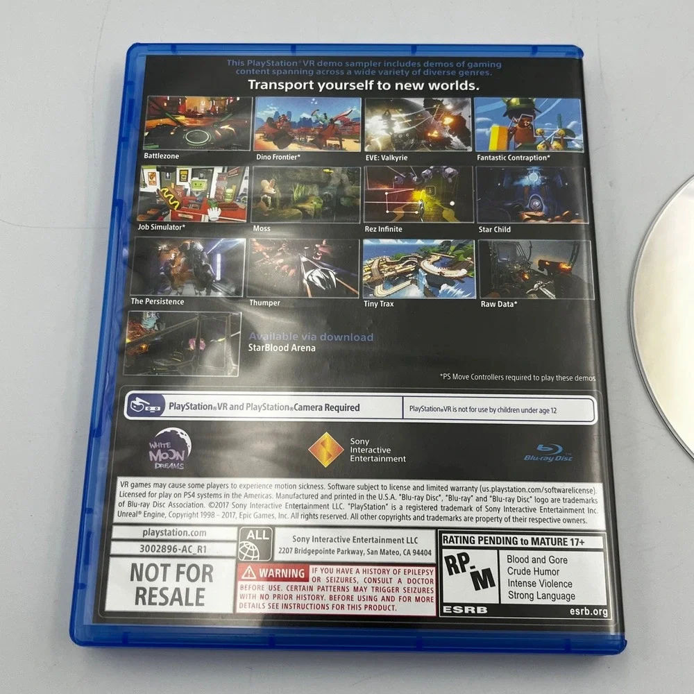 PlayStation VR Demo Disc 2.0 PlayStation 4 Game‎ Blu Ray Case And Disc Only PS4